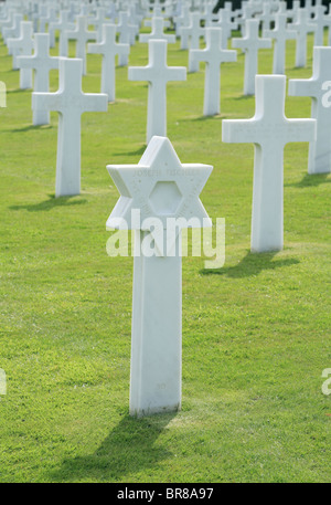 Das Grab von einem jüdischen amerikanischen Soldaten in der Normandie Ameriacan Friedhof France Stockfoto