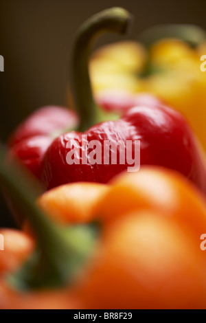 Drei Paprika, Nahaufnahme, differential Fokus Stockfoto