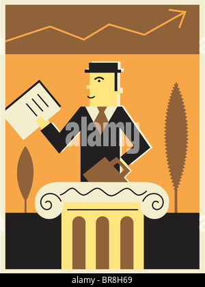 Geschäftsmann in einer Börse Stockfoto