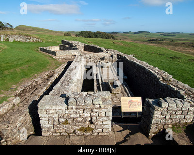 Römische Latrine in der Housestead Fort, Northumberland Stockfoto