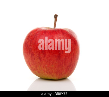 ein roter Apfel, isoliert auf weißem Hintergrund Stockfoto