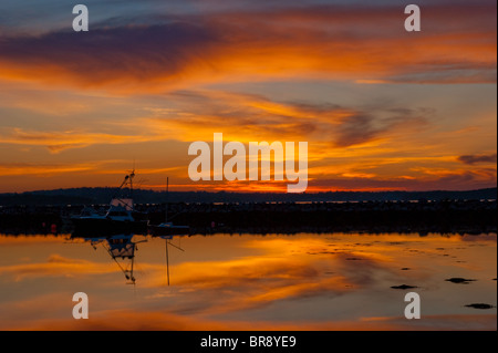 Sonnenaufgang über Oak Island, Nova Scotia Stockfoto