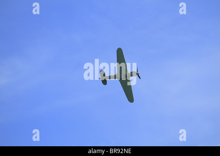 Eine Hawker Hurricane LF363 (Mk IIc), Teil der Schlacht von Großbritannien Memorial Flug zum Eastbourne Air Show, Sussex, England. Stockfoto