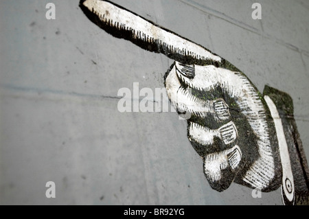 Schablone Graffiti von Hand Punkten Stockfoto