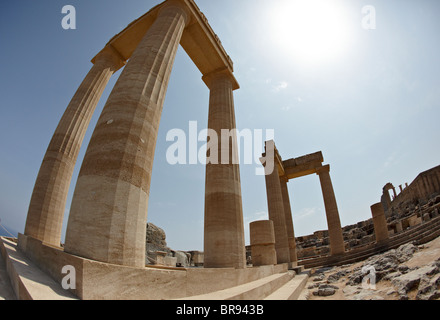 Athena-Tempel der Akropolis Lindos Rhodos griechische Inseln Hellas Stockfoto