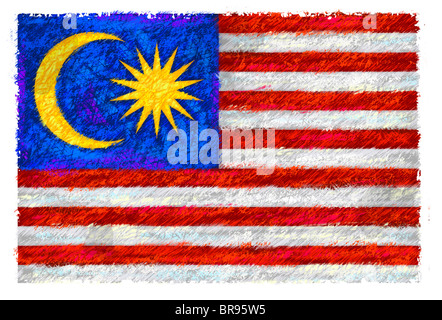 Zeichnung der Flagge von Malaysia Stockfoto