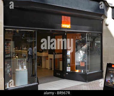 Orange Mobiltelefon-Store in Chester Stadtzentrum, Cheshire, England, UK Stockfoto