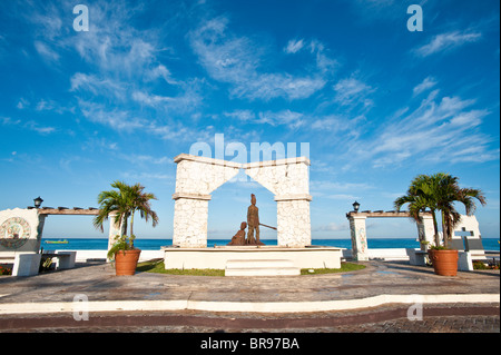 Mexiko, Cozumel. Maya-Erbe-Denkmal in San Miguel, Isla de Cozumel (Insel Cozumel). Stockfoto