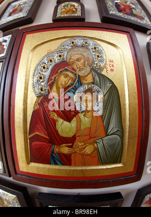 Griechische orthodoxe Ikone von Maria und Jesus Lindos Rhodos griechische Inseln Griechenland Stockfoto