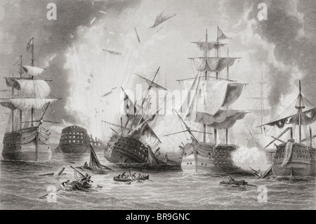 Die Schlacht von Navarino, 20. Oktober 1827, in Bucht von Navarino, Ionisches Meer, Griechenland gekämpft. Stockfoto