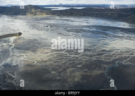 Island, Jökulsá ein Fjollum glazialen Verzweigung Flussbett Stockfoto