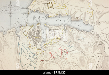 Plan der Belagerung von Sewastopol 1854-1855. Stockfoto