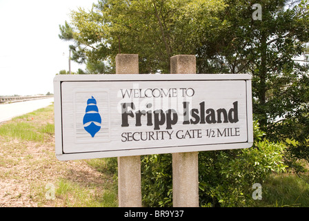 Willkommen bei Fripp Island Zeichen Südcarolina USA Stockfoto