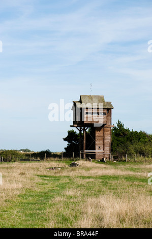 Turm verstecken in Bridgwater Bay National Nature Reserve, Somerset, Vereinigtes Königreich Stockfoto