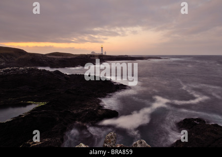 Fair Isle South Lighthouse (der letzte bemannte Leuchtturm in Schottland) Stockfoto