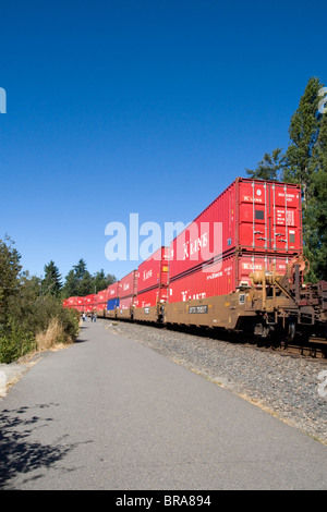 K-Line Container Güterzug in Tacoma WA USA Vereinigte Staaten von Amerika Stockfoto