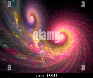 ein farbiger Spirale Tapete Fraktal für Web-Hintergründe über schwarz Stockfoto