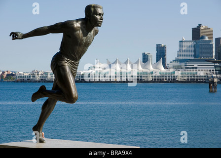 Outdoor Skulptur von Olympic runner Harry Jerome von Jack Harman, Stanley Park, Vancouver, BC, Kanada Stockfoto