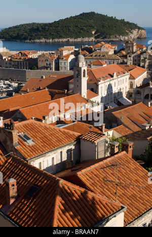 Blick über die Dächer der Altstadt von Dubrovnik, UNESCO-Weltkulturerbe, Kroatien, Europa Stockfoto