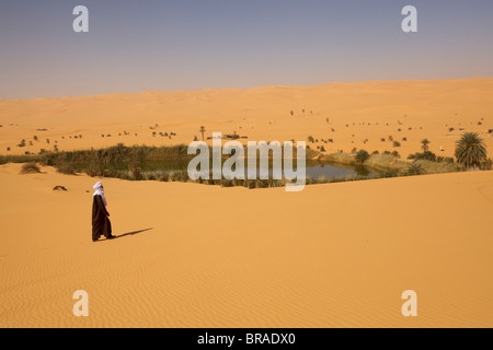 In der Erg Ubari, Umm el Ma (Mutter des Wassers) See, Libyen, Nordafrika, Afrika Stockfoto