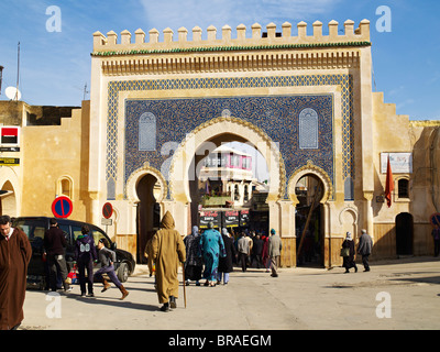 Am blauen Tor, Fez, Marokko, Nordafrika, Afrika Stockfoto