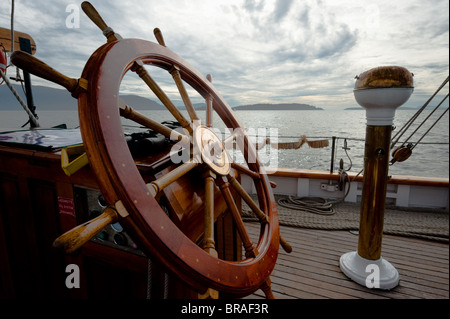 An Bord der historischen Großsegler 'Zodiac' gingen wir Cruisen durch die San Juan Islands in der Puget Sound-Bereich des Staates Washington Stockfoto