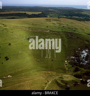 Luftaufnahme der lange Mann von Wilmington, Wilmington, South Downs, East Sussex, England, Vereinigtes Königreich, Europa Stockfoto