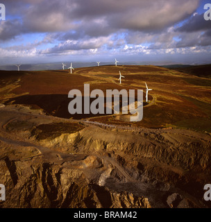 Luftaufnahme des Windparks bei Kirkby Moor, Cumbria, England, Vereinigtes Königreich, Europa Stockfoto