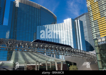 Einschienenbahn durchlaufen City Center, Las Vegas, Nevada, Vereinigte Staaten von Amerika, Nordamerika Stockfoto