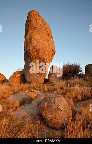 Boulder bei Sonnenuntergang, Stadt von Felsen State Park, New Mexico, Vereinigte Staaten von Amerika, Nordamerika Stockfoto