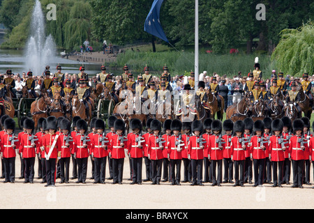 Gardisten, Artillerie, Pferde, Sommer, ein Park, ein See, ein Brunnen: "Trooping die Farbe" 2010 Stockfoto