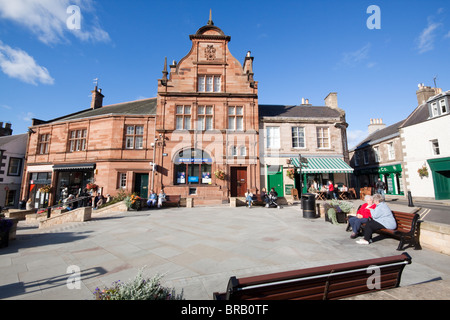 Melrose-Marktplatz grenzt an Schottland Stockfoto