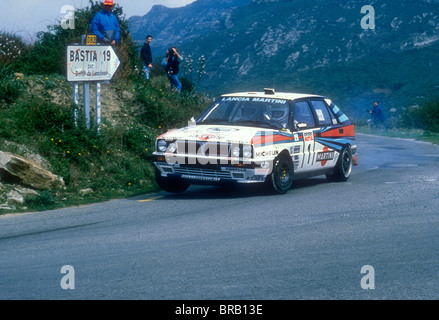 Lancia HF Delta Integrale 16V EVolution Rallye-Auto auf der Tour de Corse Rally Fahrer Didier Auriol Stockfoto