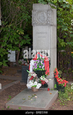 Das Grab des Russischen klassischen Musik Komponist und Pianist Alexander Nikolajewitsch Skrjabin (1872-1915) an Nowodewitschi-friedhof in Moskau, Russland Stockfoto