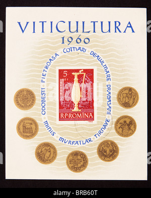 Sonderblock von Rumänien Darstellung eines antiken Wein Krug. Stockfoto