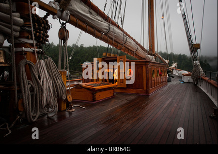 An Bord der historischen Großsegler 'Zodiac' gingen wir Cruisen durch die San Juan Islands in der Puget Sound-Bereich des Staates Washington Stockfoto