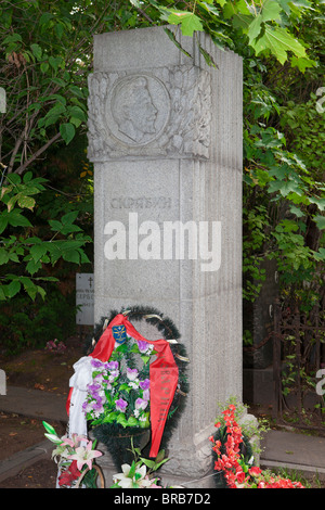 Das Grab des Russischen klassischen Musik Komponist und Pianist Alexander Nikolajewitsch Skrjabin (1872-1915) an Nowodewitschi-friedhof in Moskau, Russland Stockfoto