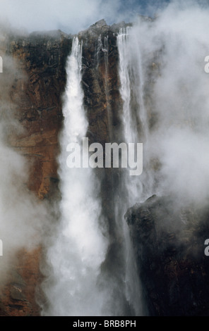 Luftaufnahme von Angel Falls und Mount Auyantepui (Auyantepuy) (Čertova hora), Tepuis, Venezuela, Südamerika Stockfoto