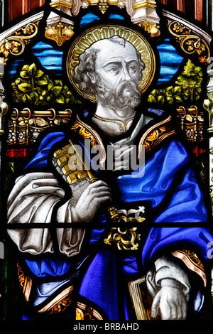 St. Peter, Glasmalerei des 19. Jahrhunderts in St. John's Anglican Church, Sydney, New South Wales, Australien Stockfoto