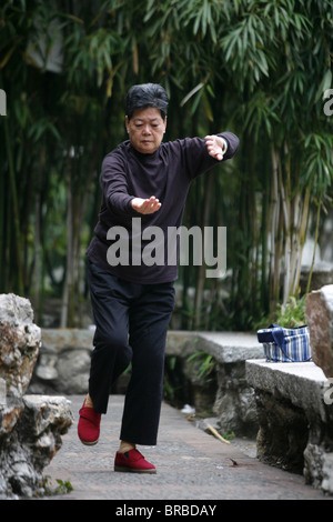 Tai Chi Chuan in Lou Lim Leoc Garten, Macao, China Stockfoto