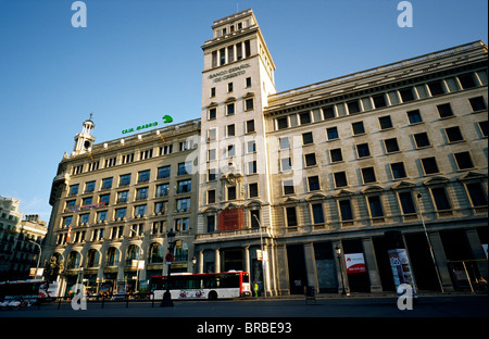 Banesto (Banco Español de Crédito) auf Plaça de Catalunya in Barcelona. Stockfoto