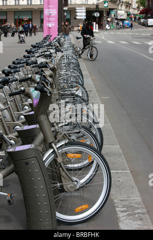 Velib Station, Paris, Frankreich Stockfoto