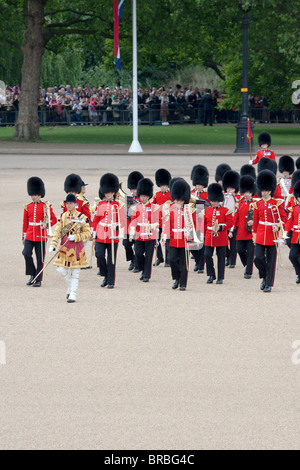 Drum Major Grenadier Guards Band auf dem Paradeplatz führt. "Trooping die Farbe" 2010 Stockfoto