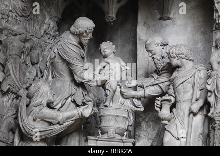 Statuen in den Altarraum, UNESCO-Weltkulturerbe, Chartres, Kathedrale von Notre-Dame de Chartres, Eure-et-Loir, Frankreich Stockfoto