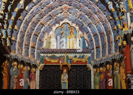 Nordtor, Kathedrale von Chartres Beleuchtung, UNESCO-Weltkulturerbe, Chartres, Eure-et-Loir, Frankreich Stockfoto