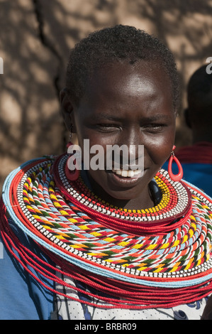 Samburu Frau, Loisaba Wildnis Conservancy, Laikipia, Kenia, Ostafrika Stockfoto