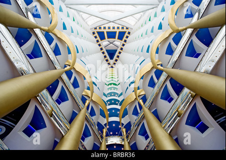 Burj Al Arab - Luxus Hotelatrium, Dubai, Vereinigte Arabische Emirate Stockfoto