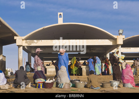 Einheimischen Handel auf dem Fischmarkt von Nouakchott, Mauretanien Stockfoto