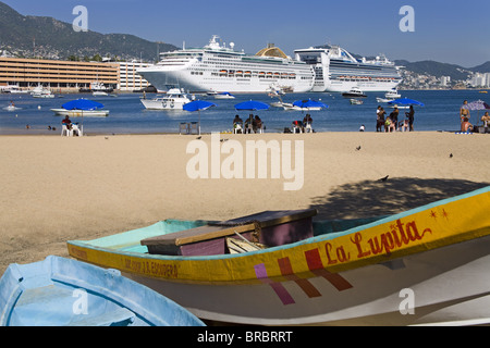 Tlacopanocha Strand in Altstadt Acapulco, Bundesstaat Guerrero, Mexiko Stockfoto