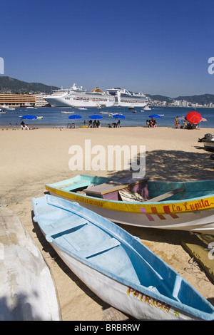 Tlacopanocha Strand in Altstadt Acapulco, Bundesstaat Guerrero, Mexiko Stockfoto